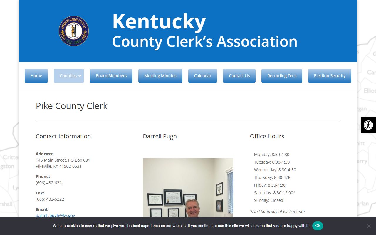 Pike County clerk records directory entry for Pike County Clerk contact information