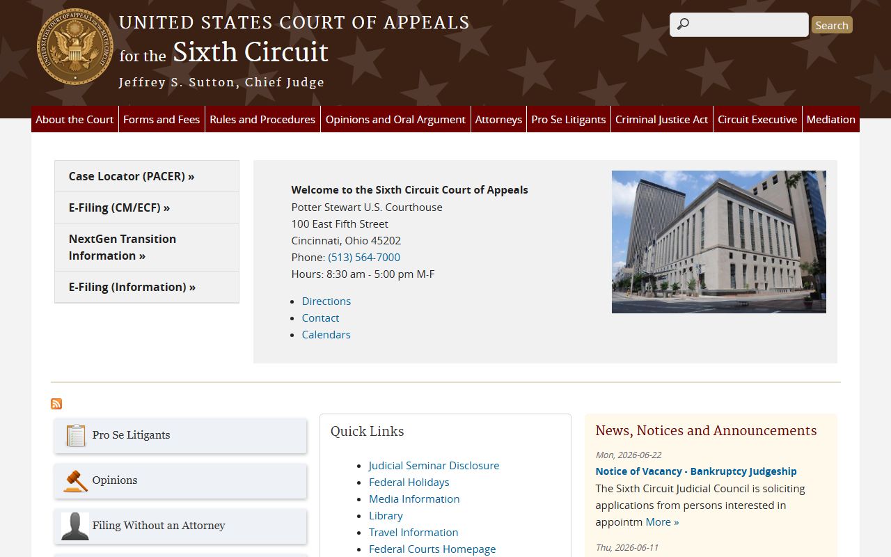 Pike County arrest records and court charges Sixth Circuit federal court page