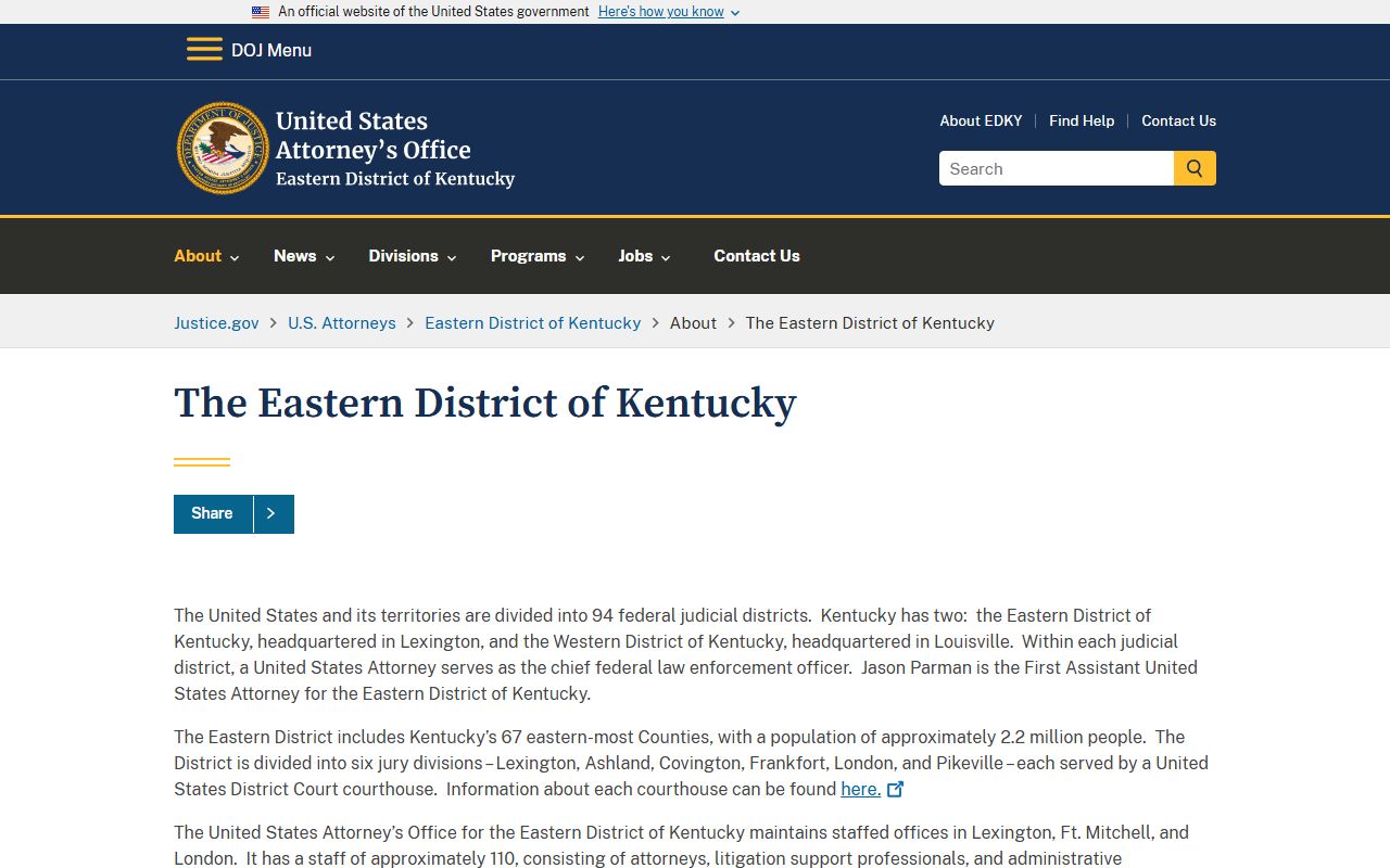 Pike County criminal court records federal Eastern District of Kentucky page