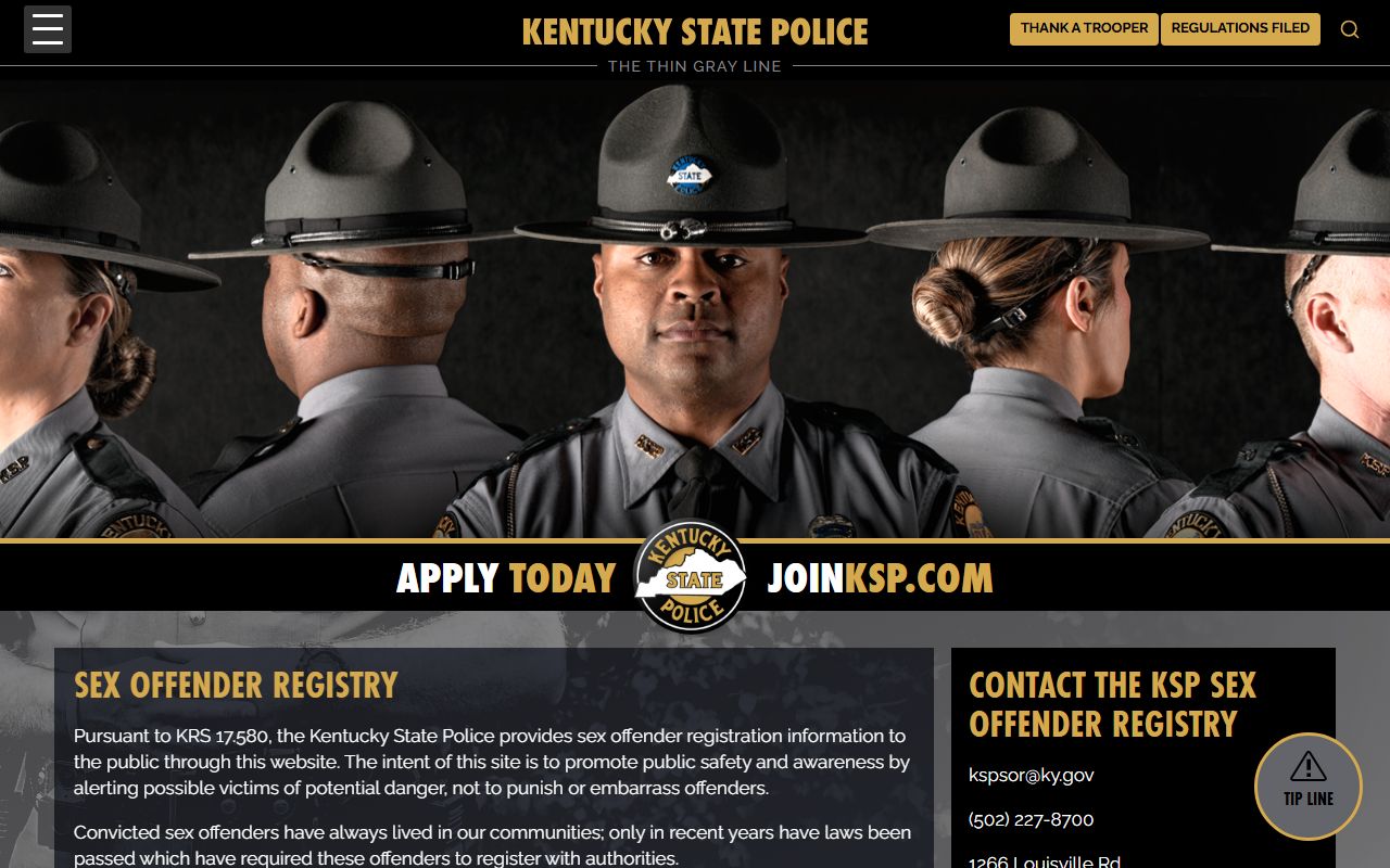 Pike County inmate records Kentucky State Police sex offender registry