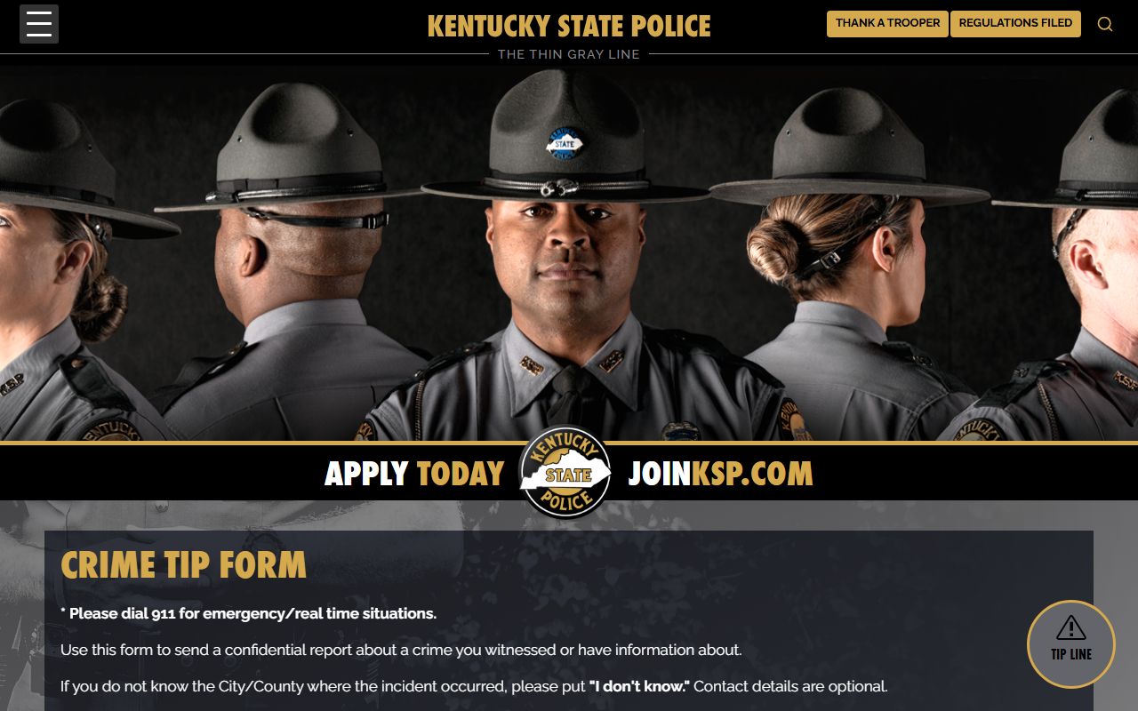 Pike County warrant records Kentucky State Police confidential tip form